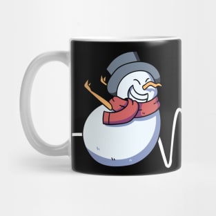 Heartbeat Christmas Snowman Face Funny Heart Frequency Mug